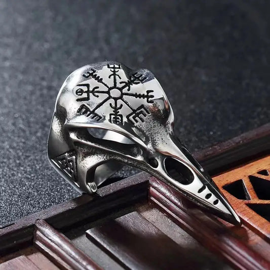 Viking Raven Skull Ring