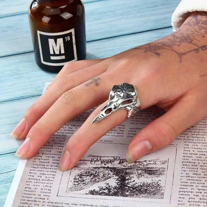 Viking Raven Skull Ring