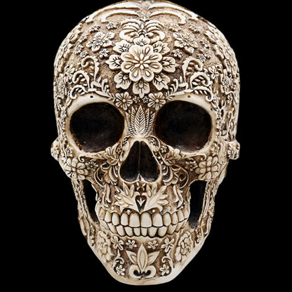 The Floral Skull of Rose Island Statue