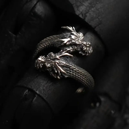 Double Dragon Head Ring