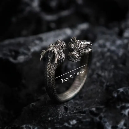 Double Dragon Head Ring